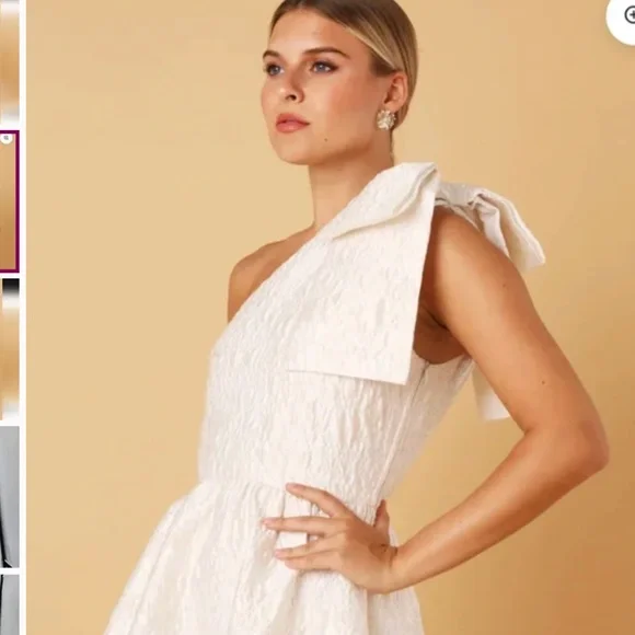 Abbey Glass  Medium M   Caroline gown white bubble jacquard bow - Picture 2 of 5